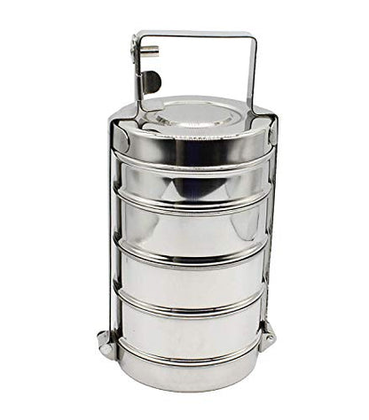 Stainless Steel 4 Tier Lunch Carrier | Tiffin Box - Wide