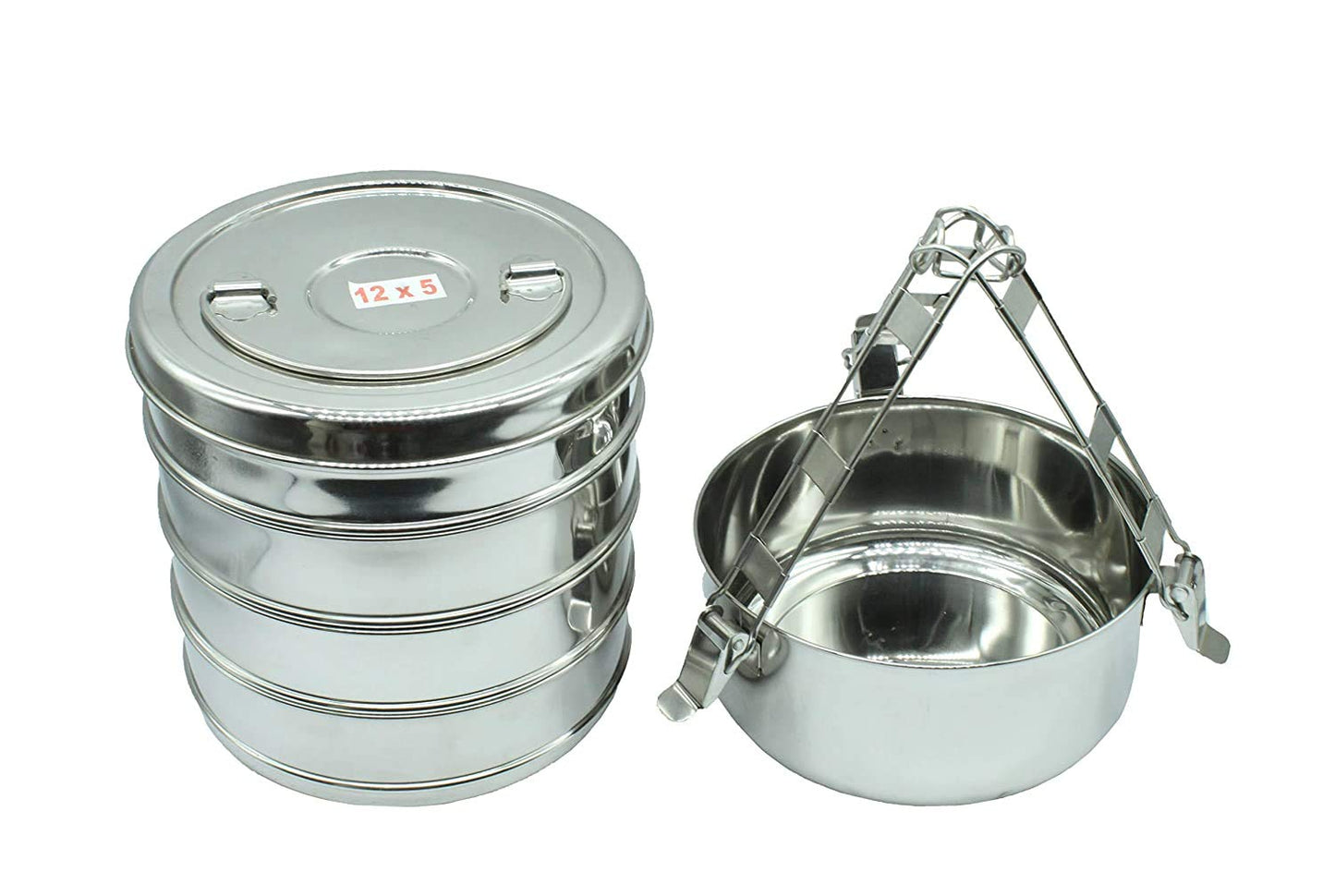 Stainless Steel 5 Tier Lunch Box | Tiffin Box (Size: 12x5)