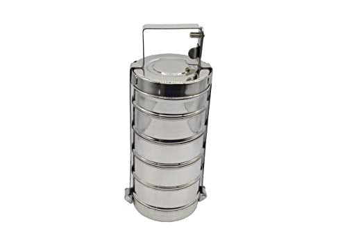 5 Tier Stainless Steel Lunch Carrier | Tiffin Box - Tall
