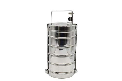 5 Tier Stainless Steel Lunch Carrier | Tiffin Box - Wide