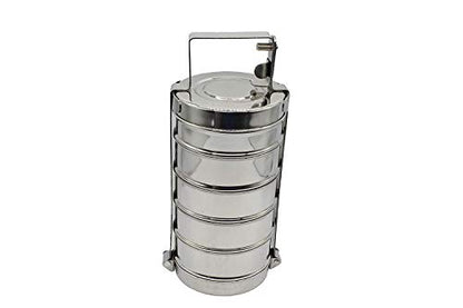 5 Tier Stainless Steel Lunch Carrier | Tiffin Box - Wide