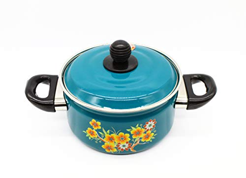 Cook and Serve Carbon Steel 2 litres Enamel Pot (Blue)