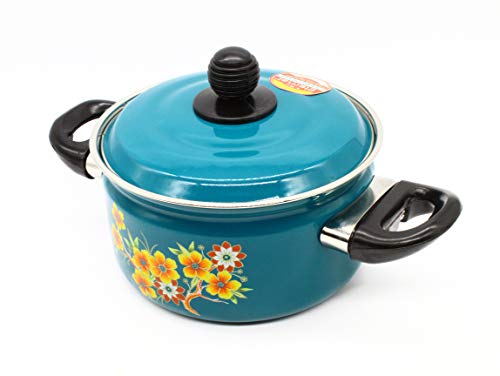 Cook and Serve Carbon Steel 2 litres Enamel Pot (Blue)