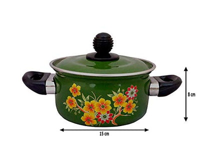 Cook and Serve Carbon Steel Enamel Pot 1.2Ltr (Green)