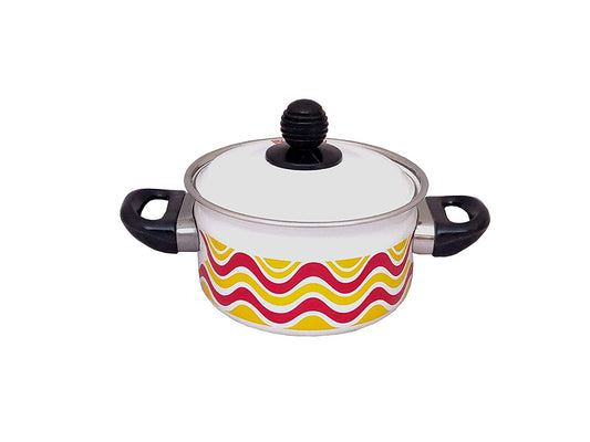 Cook and Serve Carbon Steel Enamel Pot 1.2Ltr (White)