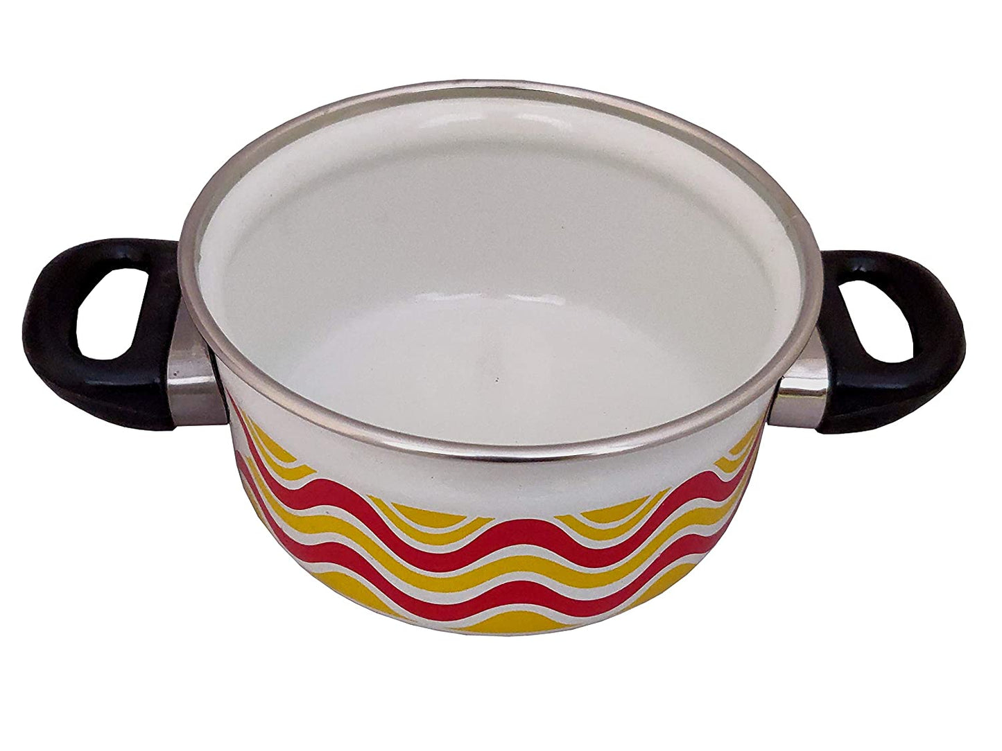 Cook and Serve Carbon Steel Enamel Pot 1.2Ltr (White)