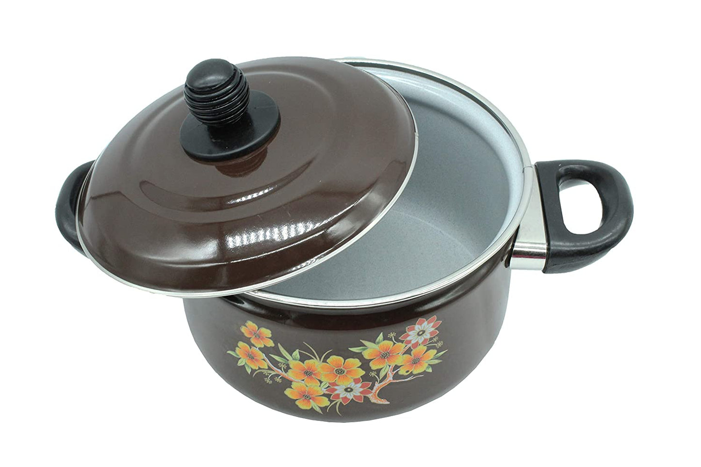 Cook and Serve Carbon Steel Enamel Pot 2500ml (Coffee Brown)