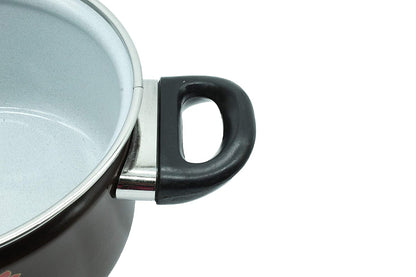 Cook and Serve Carbon Steel Enamel Pot 2500ml (Coffee Brown)