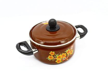 Cook and Serving Carbon Steel Enamel Pot 2500ml (Brown)