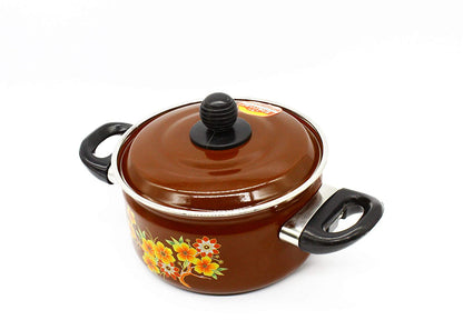 Cook and Serving Carbon Steel Enamel Pot 2500ml (Brown)