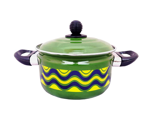 Cook and Serving Carbon Steel Enamel Pot 2500ml (Green)