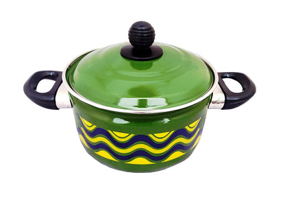 Cook and Serving Carbon Steel Enamel Pot 2500ml (Green)