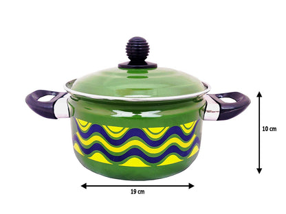 Cook and Serving Carbon Steel Enamel Pot 2500ml (Green)