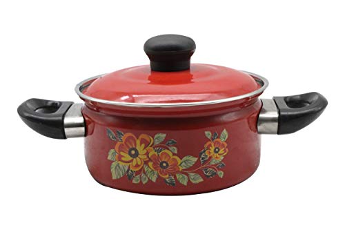 Eternal Carbon Steel Cook and Serve Enamel Pot 1.5 litres (Red)