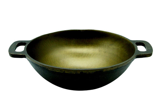 Fe+ Pre-Seasoned Cast Iron Deep Kadhai | Wok (Induction Compatible)