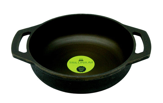 Fe+ Pre-Seasoned Cast Iron Flat Bottom Kadhai | Wok (Induction Compatible)