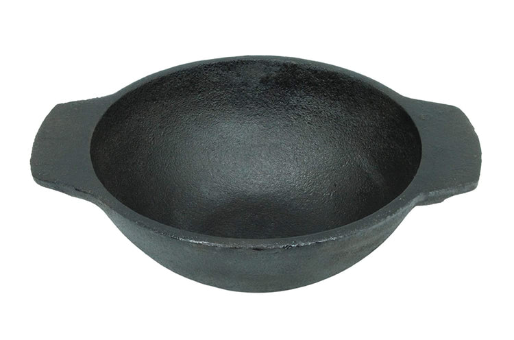 Fe+ Pre-Seasoned Cast Iron Kadhai | Wok 8 Inches (Induction Compatible)