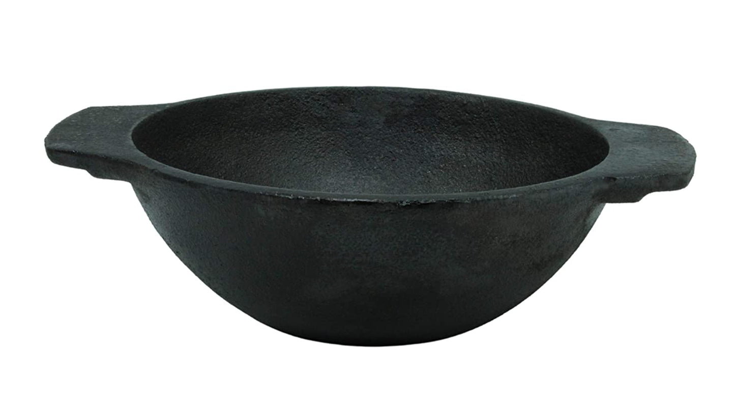 Fe+ Pre-Seasoned Cast Iron Kadhai | Wok 8 Inches (Induction Compatible)