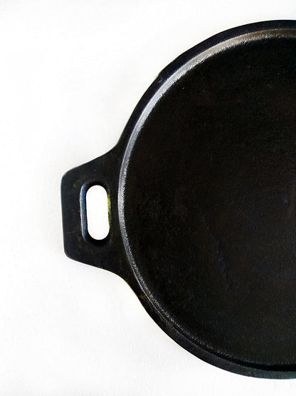 Fully Seasoned Cast Iron Flat Tawa | Dosa Kal 9.5 inch | 24 cm | Corner Thickness-7 mm | Centre Thickness-6 mm (Small) (Induction Compatible)