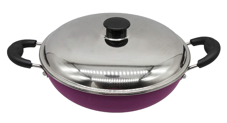 Nonstick Kadhai With Stainless Steel Lid 21cm