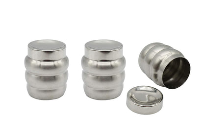 Stainless Steel Container | Canister Ribbed Small Size-450 ml (Pack Of 3 Pcs)