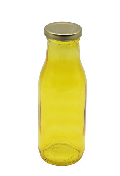 Glass Milk Bottle 300ml | Yellow-Set of 4 Pcs