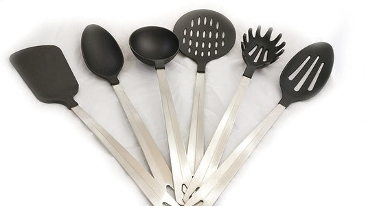 Nylon Cook and Serve Kitchen Tools With Stainless Steel Handles (Set of 6 Pcs)