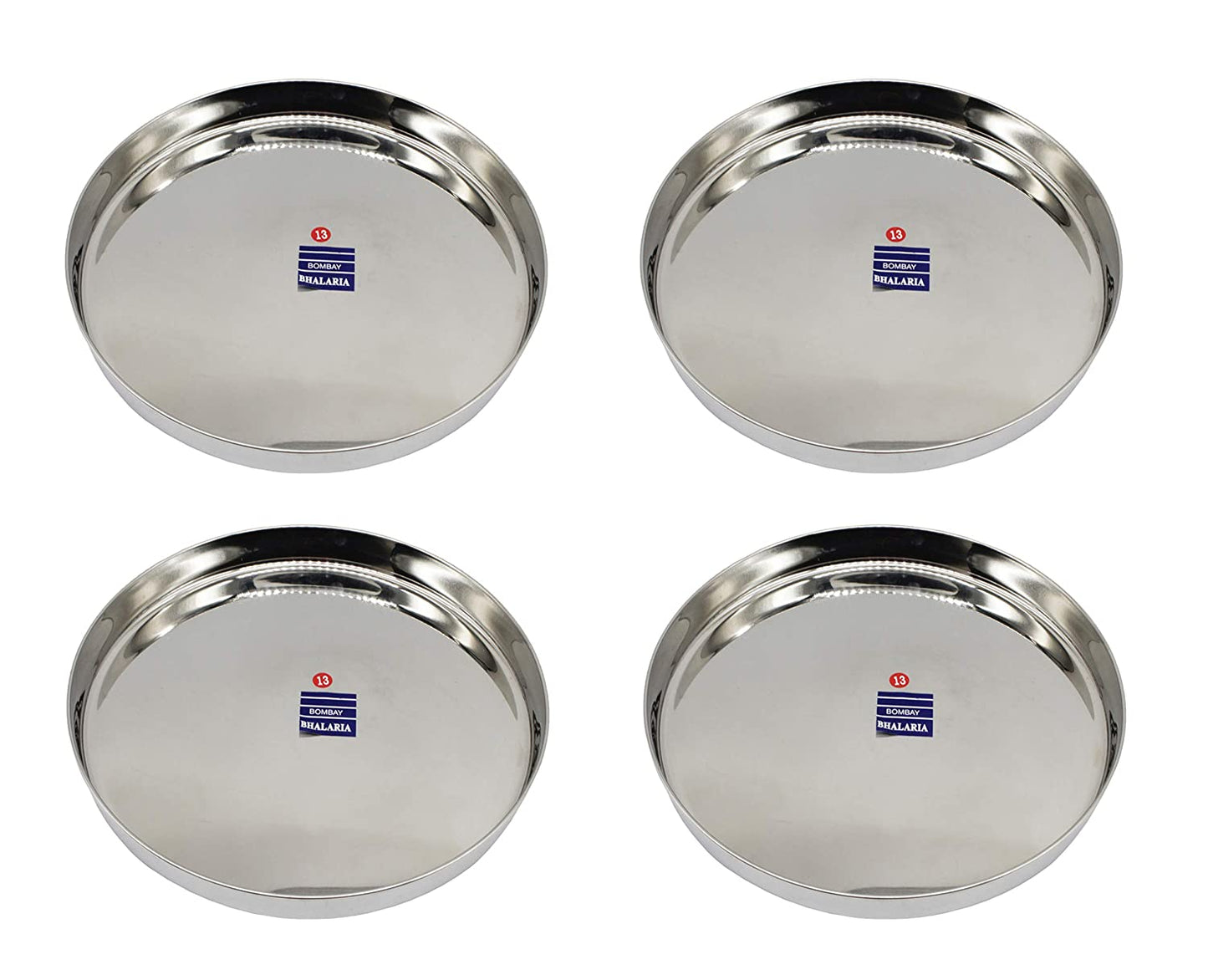 Stainless Steel Beading Edge Apple Thali Set of 4 Pcs - No:13 (28cm)