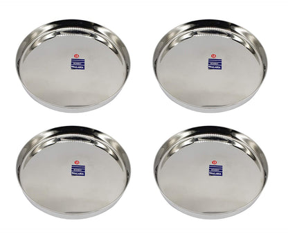 Stainless Steel Beading Edge Apple Thali Set of 4 Pcs - No:13 (28cm)