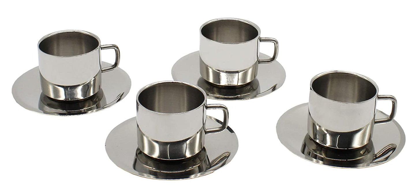 Stainless Steel Coffee | Tea Mugs 120ml (Set Of 4 Pcs)