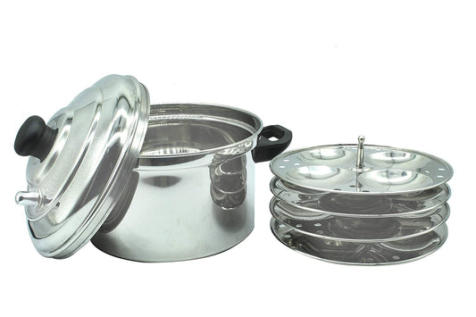 Stainless Steel Idli Maker | Cooker (4 Plates | 16 Idlies) (Induction Compatible)