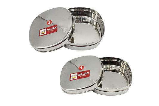 Stainless Steel No.1&2 Plain Lunch Box | Dabba (Set of 2 Pcs)