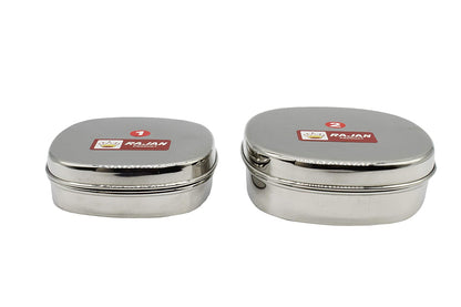 Stainless Steel No.1&2 Plain Lunch Box | Dabba (Set of 2 Pcs)