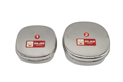 Stainless Steel No.1&2 Plain Lunch Box | Dabba (Set of 2 Pcs)