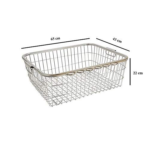 Stainless Steel Rectangular Pipe Tokra | Dish Draining Basket Large No: 1 | Size: (25.5 * 17 * 8.5 inch)