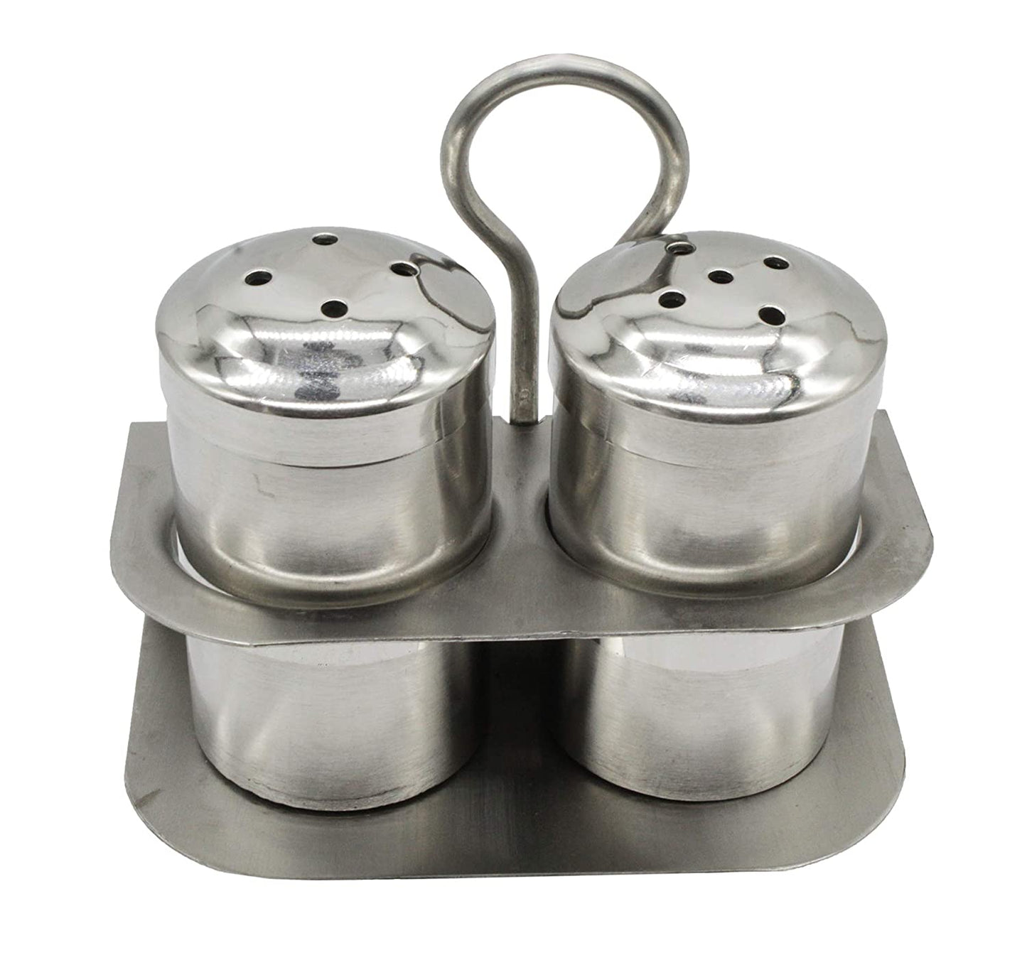 Stainless Steel Salt And Pepper Shaker Set With Stand