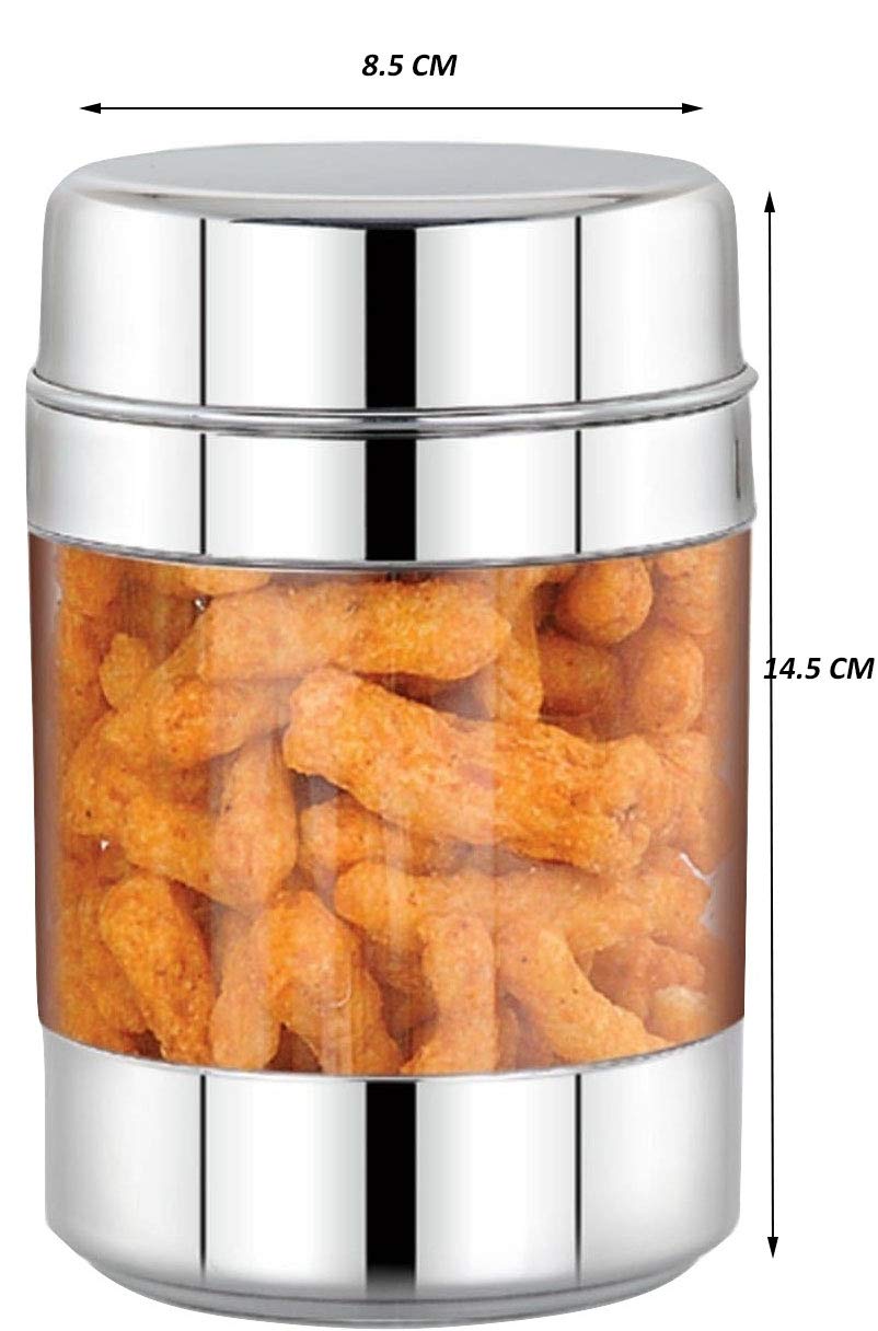 Stainless Steel See Through Canister 650ml (Set Of 2 Pcs)