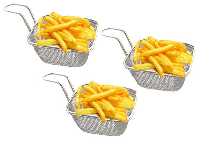 Stainless Steel Set of 3 Pcs Mini Fries | Nuggets | Snack Serving Basket