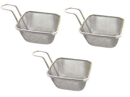 Stainless Steel Set of 3 Pcs Mini Fries | Nuggets | Snack Serving Basket