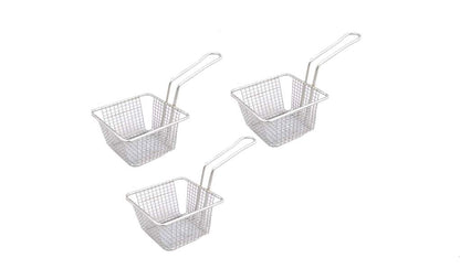 Stainless Steel Set of 3 Pcs Small Fries | Nuggets | Snack Serving Basket | Fish Fillets