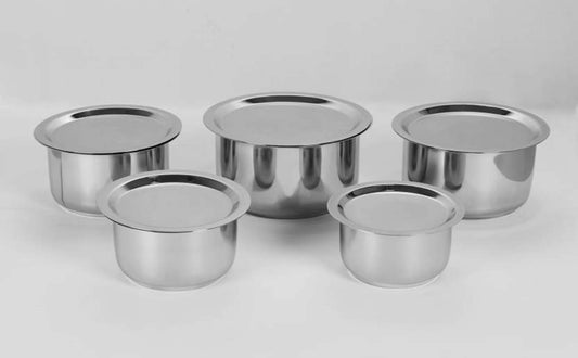 Stainless Steel Tope Set of 5 With Suitable Lid (14cm,15cm,16cm,18cm,19cm)