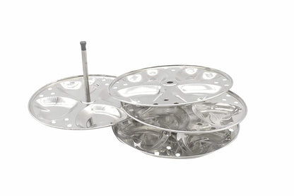 Stainless Steel Xtra Deep Idly Stand With Heart Shaped Idly Plates (4 Plates | 16 Idlies)