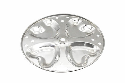 Stainless Steel Xtra Deep Idly Stand With Heart Shaped Idly Plates (4 Plates | 16 Idlies)