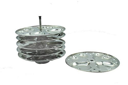 Stainless Steel Xtra Deep Idly Stand With Heart Shaped Idly Plates (6 Plates | 24 Idlies)