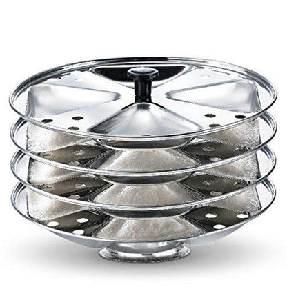 Stainless Steel Xtra Deep Idly Stand With Triangle Shaped Idly Plates (4 Plates | 16 Idlies)
