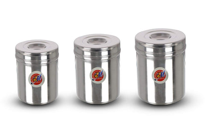 Stainless Steel Dabbas | Canisters Zodiac Set of 3 (Capacity- 1L, 1.35L and 2L)
