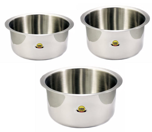 Stainless Steel Cooking Tope | Mixing Bowl Set of 3 (18cm,20cm,22cm) - Induction Compatible