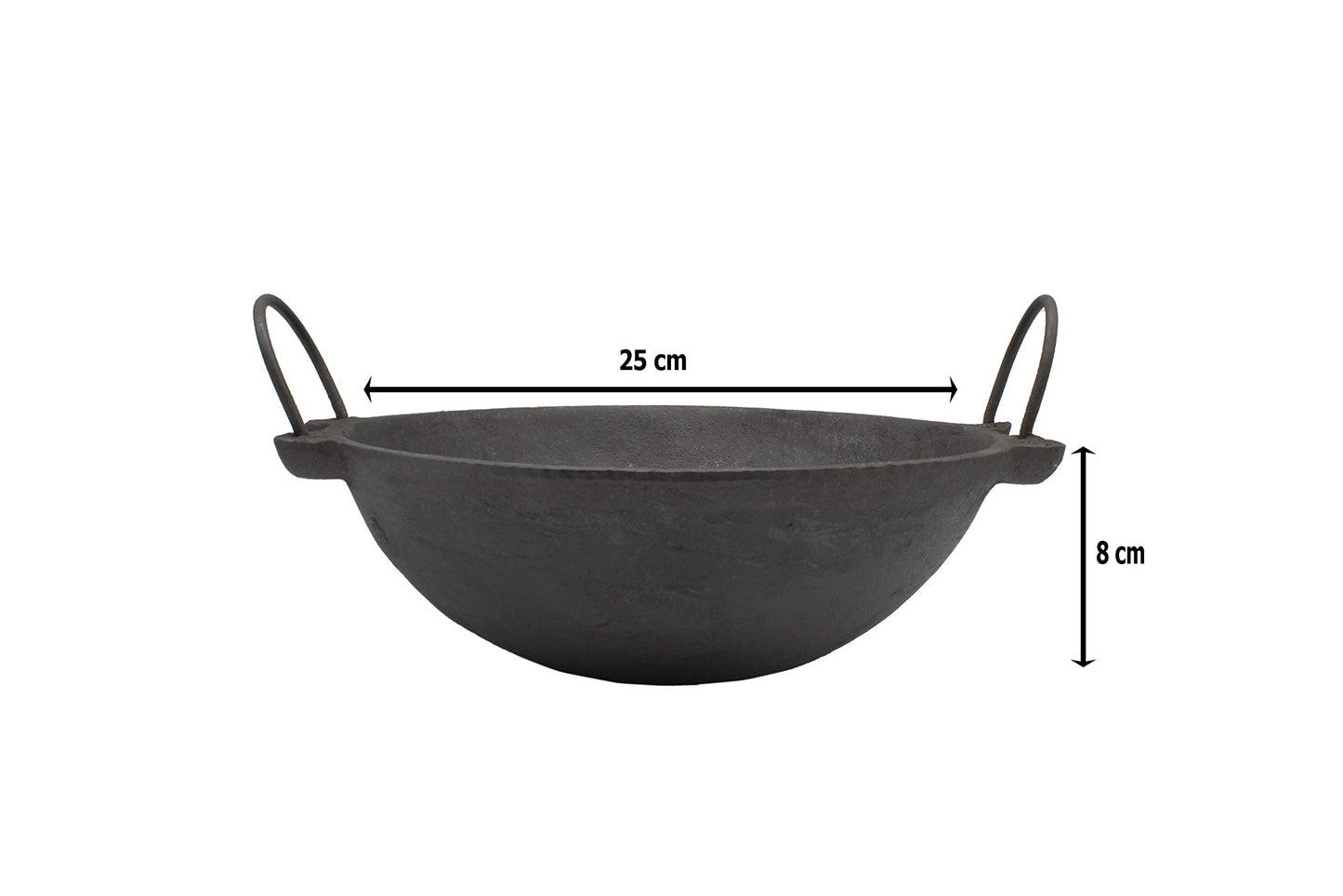 Pre-Seasoned Cast Iron Kadhai NO.2- 9 Inch | 25cm | Depth: 8 cm (Induction Compatible)