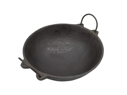 Pre-Seasoned Cast Iron Kadhai NO.2- 9 Inch | 25cm | Depth: 8 cm (Induction Compatible)