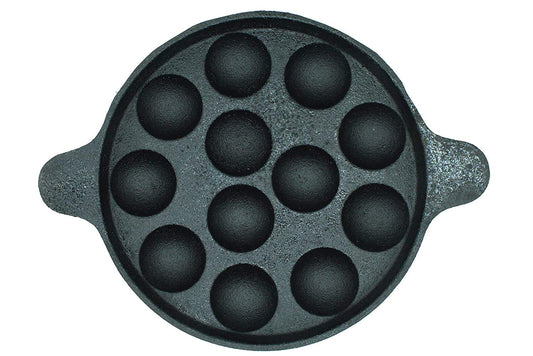 Fe+ Pre-Seasoned Cast Iron Paniyaram | Paddu Pan (12 Pits | Round)